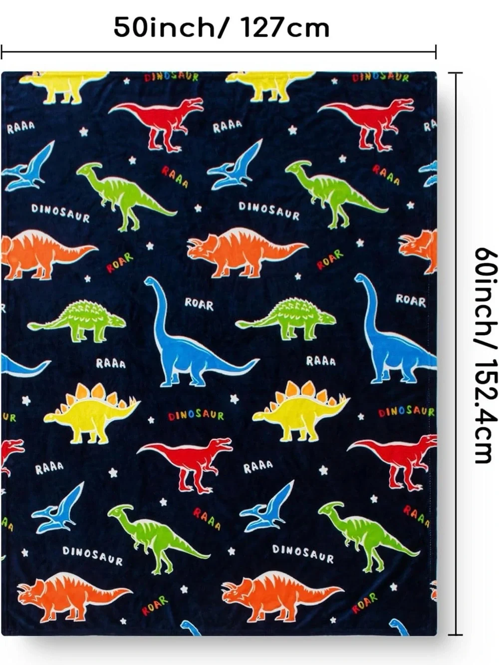 Kids Navy Blue Dinosaur Pajama Blanket - Vibrant Multi-Color Dinosaurs NWT